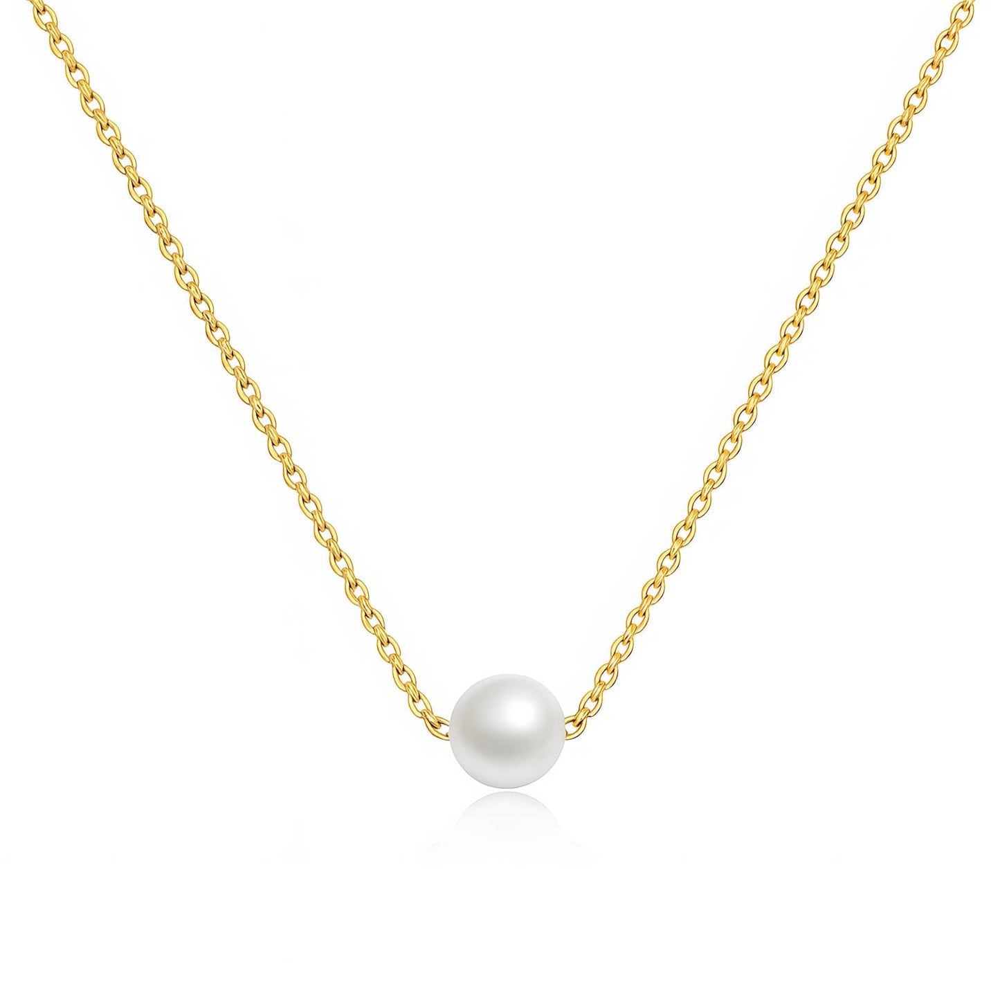 COLLAR "PERLA DEL MAR" ACERO BAÑADO EN ORO DE 18 QUILATES