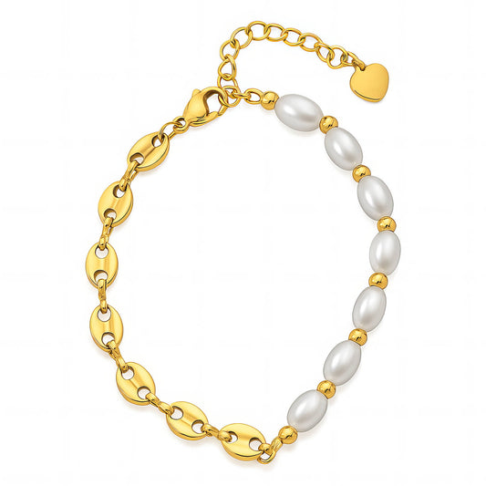 PULSERA "DOBLE" DE ACERO BAÑADA EN ORO DE 18 QUILATES