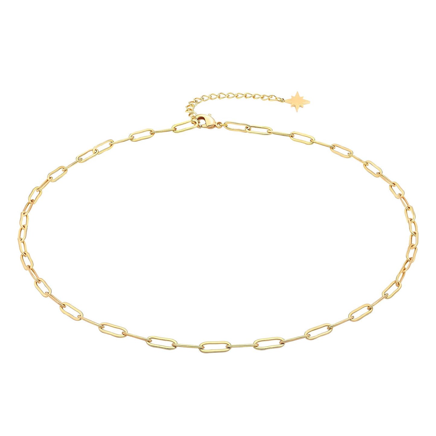 COLLAR "CHAIN" DE ACERO BAÑADO EN ORO DE 18 QUILATES