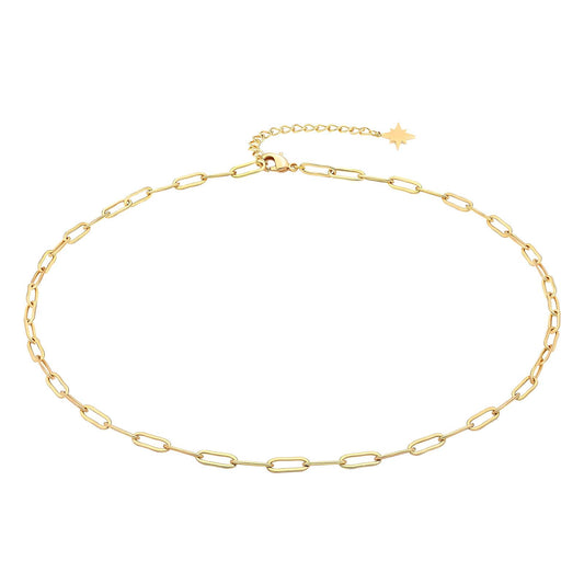 COLLAR "CHAIN" DE ACERO BAÑADO EN ORO DE 18 QUILATES