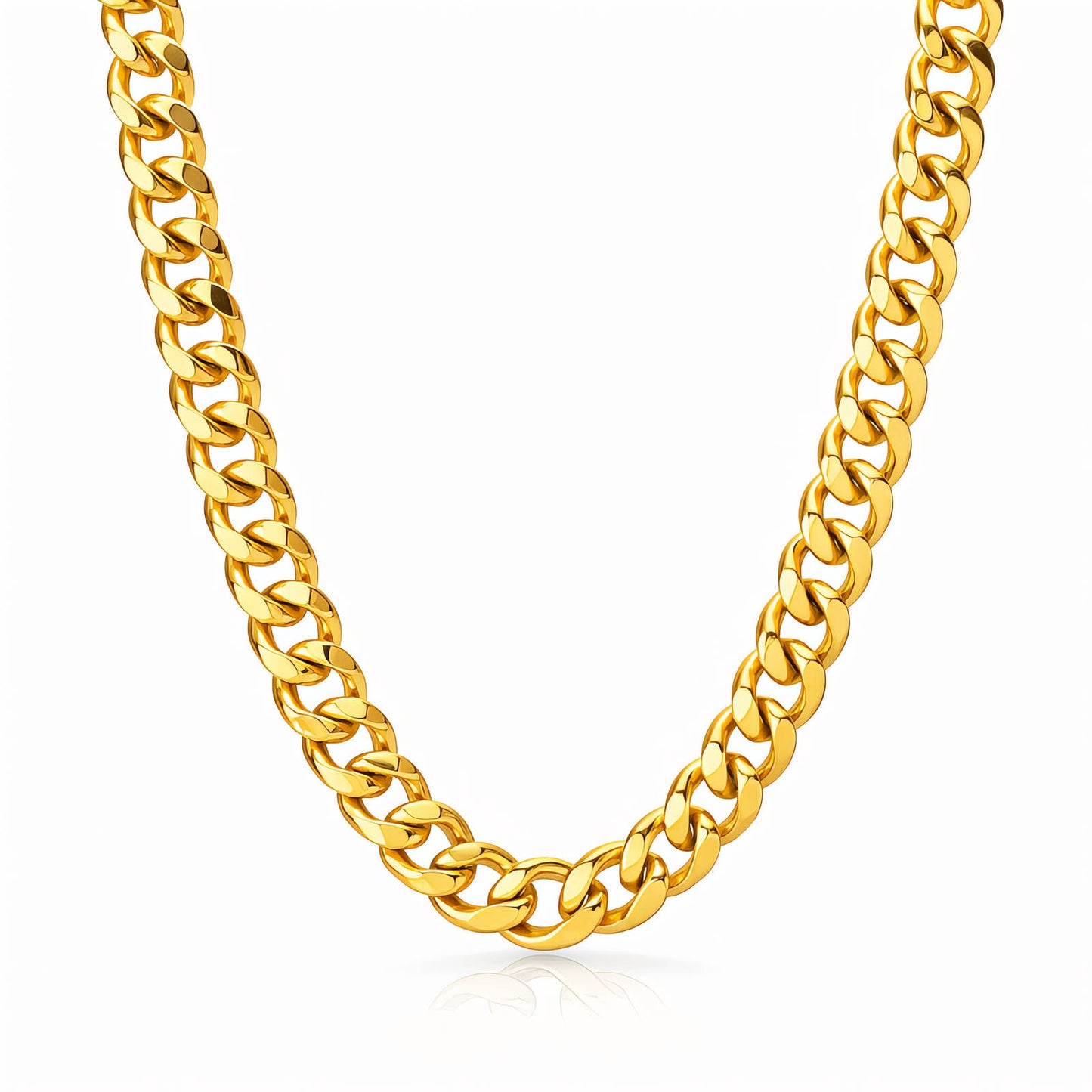 COLLAR "ESTILO CUBANA" DE ACERO BAÑADO EN ORO DE 18 QUILATES