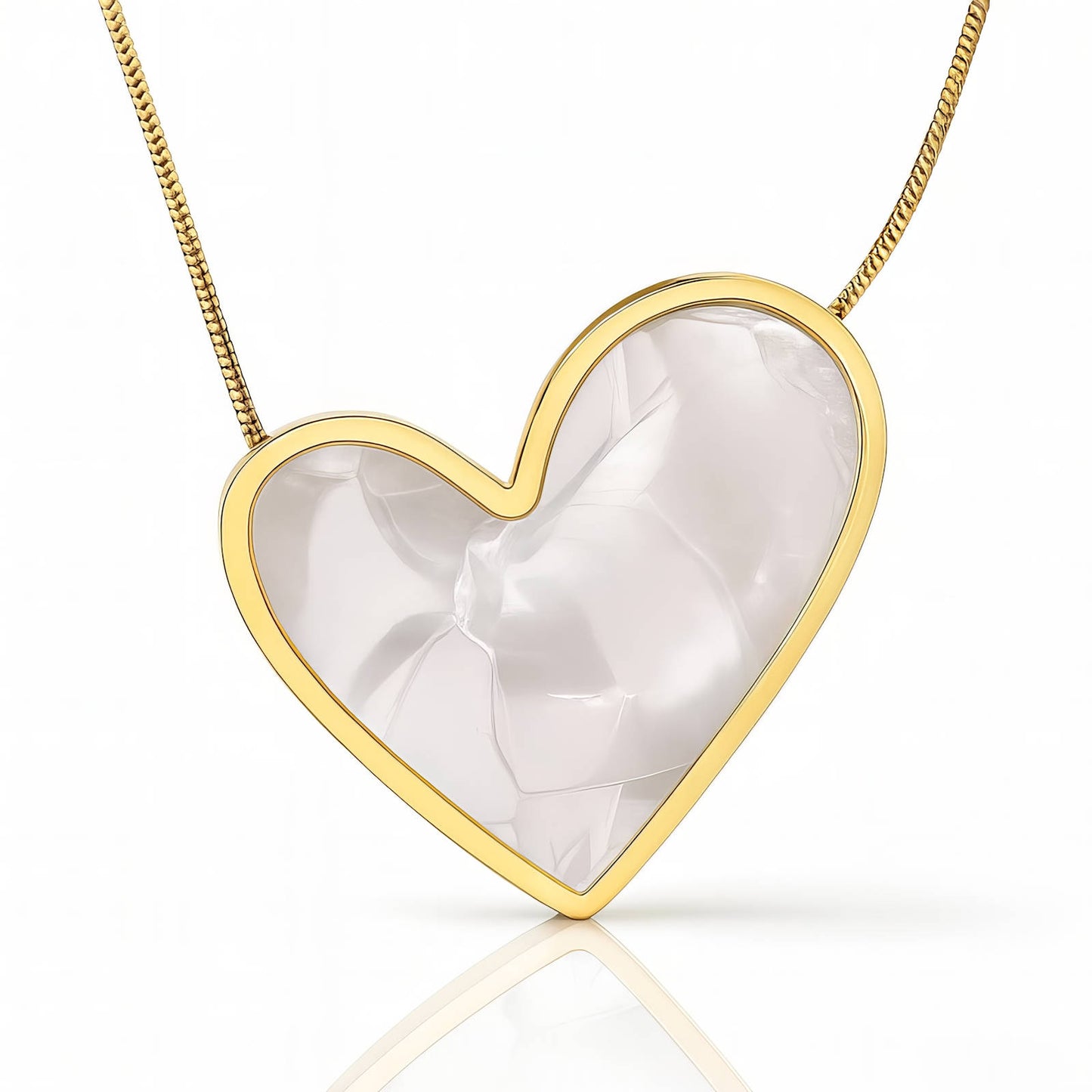 COLLAR "CORAZÓN PERLADO" ACERO BAÑADO EN ORO DE 18 QUILATES