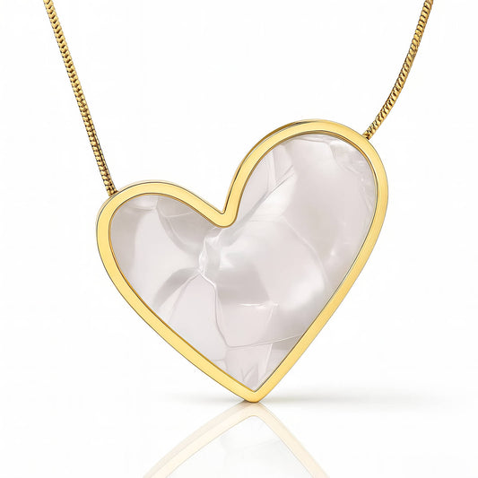 COLLAR "CORAZÓN PERLADO" ACERO BAÑADO EN ORO DE 18 QUILATES