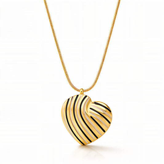 COLLAR "CORAZÓN TRICOLOR" ACERO BAÑADO EN ORO DE 18 QUILATES