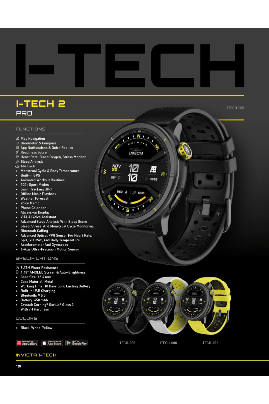 Invicta I-Tech 2 Watch - 46mm, Yellow (ITECH-002)