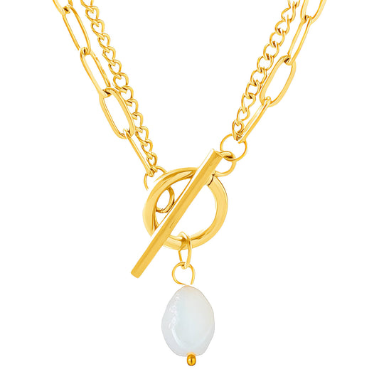 COLLAR "TRES ESTILOS" ACERO BAÑADO EN ORO DE 18 QUILATES